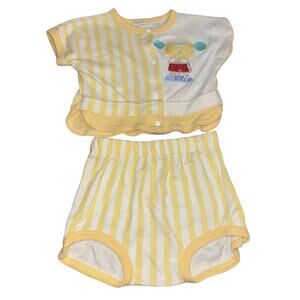 Vintage Carter’s baby boy t-shirt shorts outfit yellow weight light 6 months